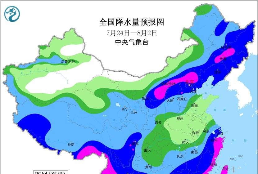 本轮降雨形势已转变，南方降雨减少北方增多，高温过程将达到顶点