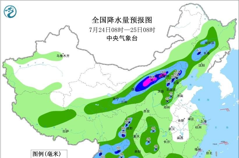 本轮降雨形势已转变，南方降雨减少北方增多，高温过程将达到顶点