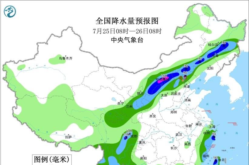 本轮降雨形势已转变，南方降雨减少北方增多，高温过程将达到顶点