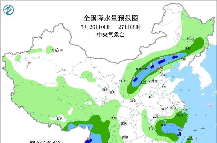 本轮降雨形势已转变，南方降雨减少北方增多，高温过程将达到顶点