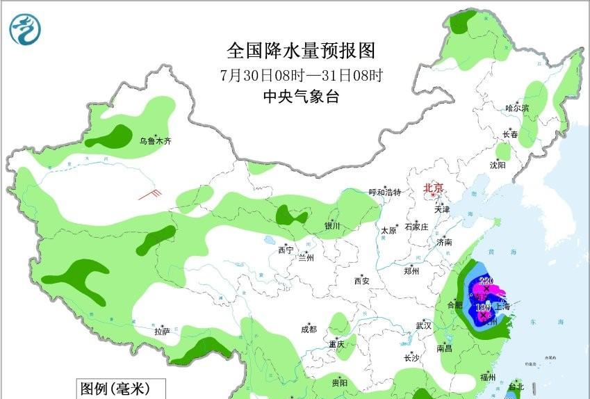 本轮强降雨中心已定，明日7月29号天气预报，暴雨大暴雨分布如下